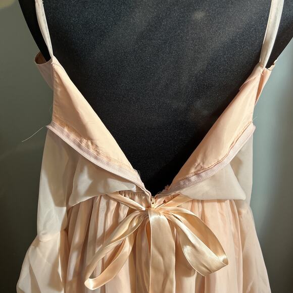 Vintage 70's Pink Victorian Lace Ruffles High Neck Prairie Long Sleeve Dress - Picture 8 of 9